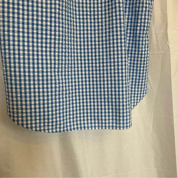 LOFT Women’s Button Down Gingham Blue White Short Sleeve Top Size XS - Picture 12 of 12